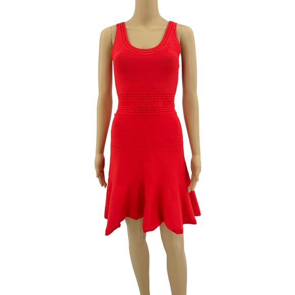 Diane Von Furstenberg DVF XS Perry Chilli Pepper Red Fit & Flare Bandage Dress - Picture 2 of 8